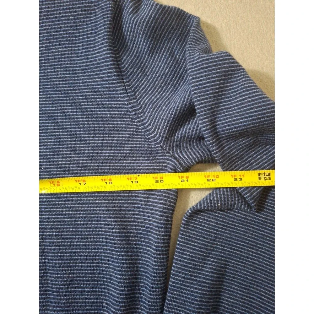 Peter Millar Men Small 1/4 Zip Italian Merino Wool Sweater Blue Black Stripe